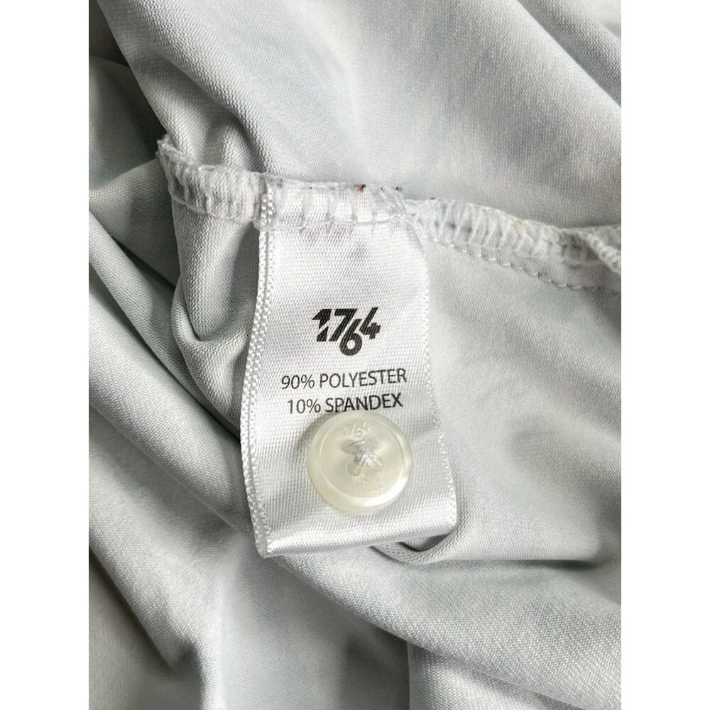 1764 Golf Shirt Men L Cockatoo Floral All Over Graphic Stretch Performance Polo